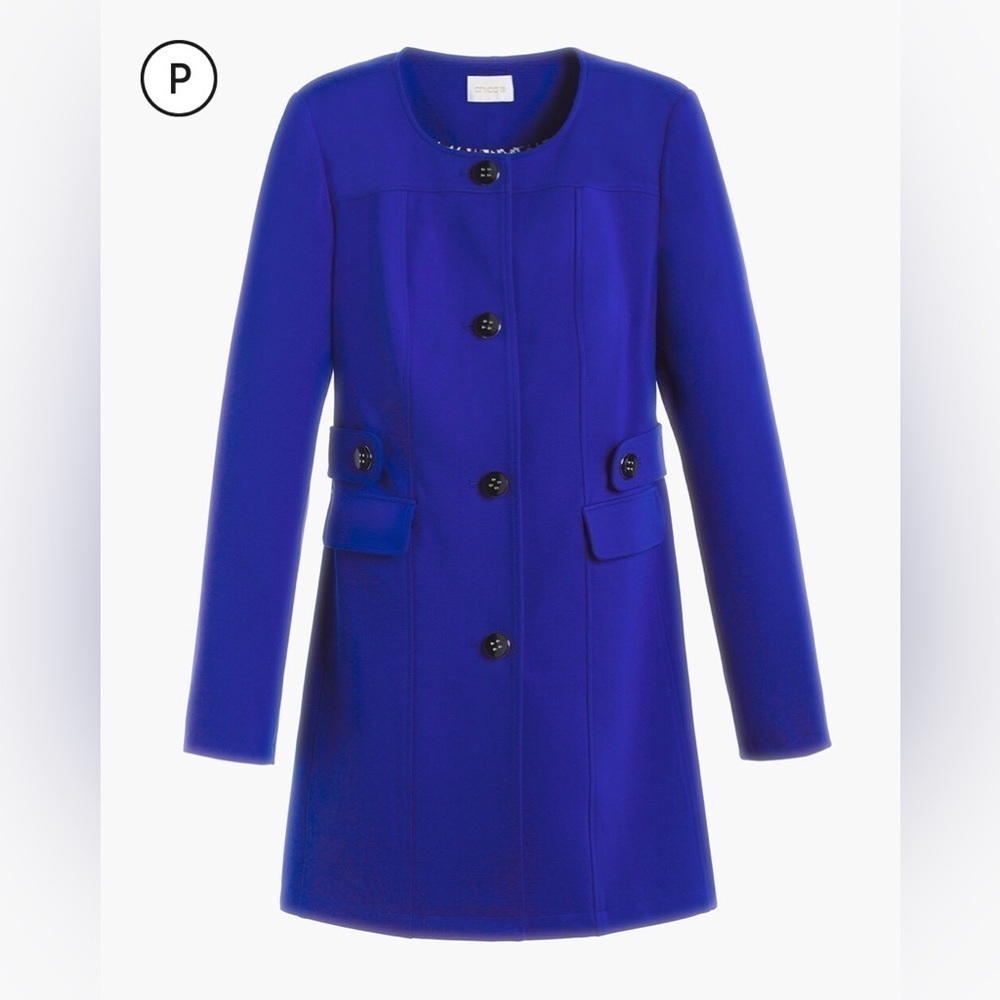 Chico's Royal Blue Ponte Pea Coat Blazer - Size Small (0) - Picture 13 of 15